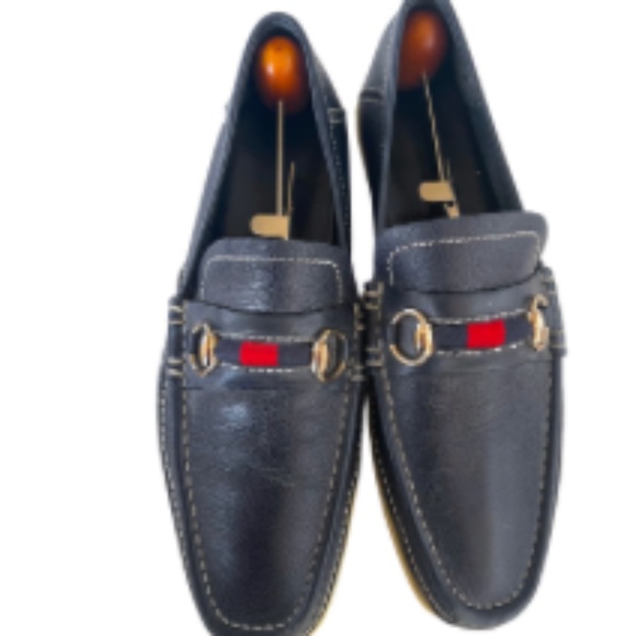 -Men's Gucci Navy Boat Shoes Size 8 - Picture 2 of 7